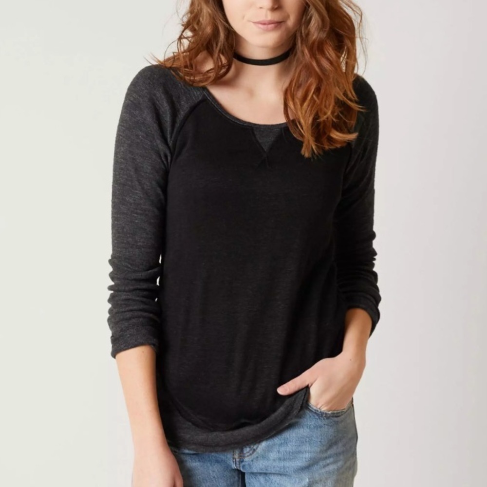 Free People We The Free Friday Feelin Tee Baseball Long Sleeve T-Shirt Size XS